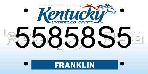 55858S5 Kentucky License Plate