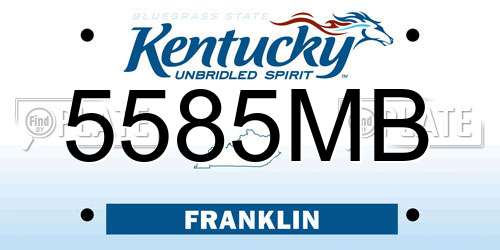 5585MB Kentucky License Plate