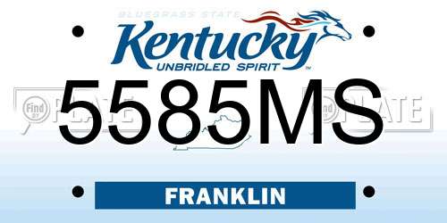5585MS Kentucky License Plate