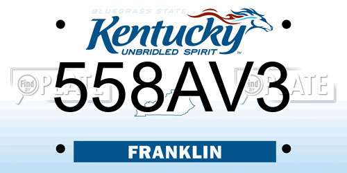 558AV3 Kentucky License Plate
