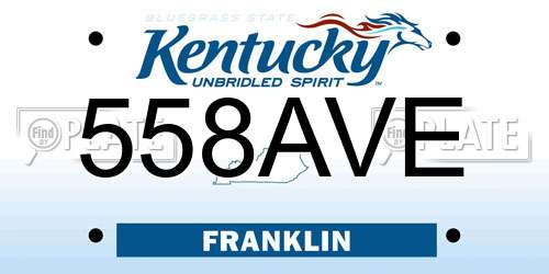 558AVE Kentucky License Plate