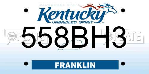 558BH3 Kentucky License Plate