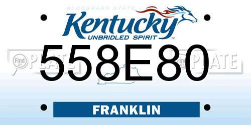 558E80 Kentucky License Plate