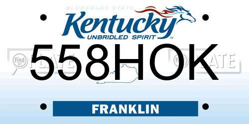 558HOK Kentucky License Plate