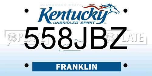 558JBZ Kentucky License Plate