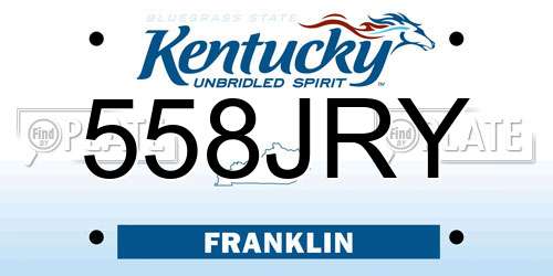 558JRY Kentucky License Plate