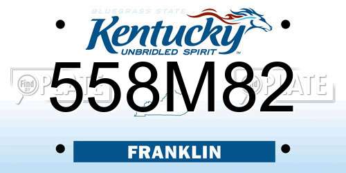 558M82 Kentucky License Plate