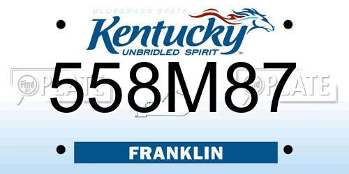 558M87 Kentucky License Plate