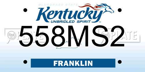 558MS2 Kentucky License Plate