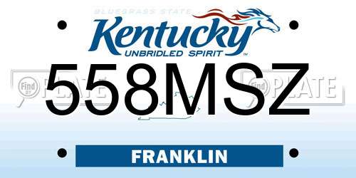 558MSZ Kentucky License Plate
