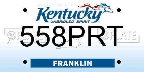 558PRT Kentucky License Plate