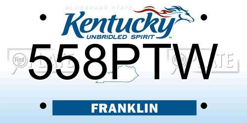 558PTW Kentucky License Plate