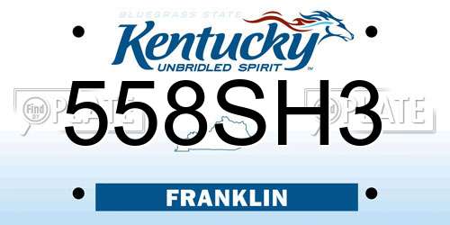 558SH3 Kentucky License Plate
