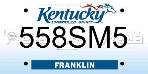 558SM5 Kentucky License Plate