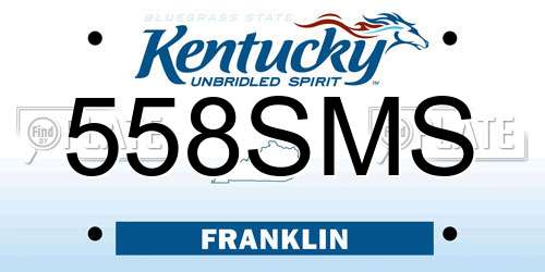 558SMS Kentucky License Plate