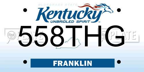 558THG Kentucky License Plate