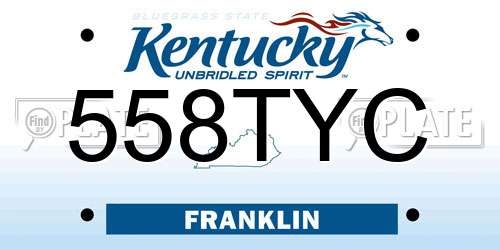 558TYC Kentucky License Plate