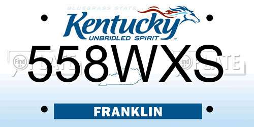 558WXS Kentucky License Plate