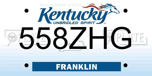 558ZHG Kentucky License Plate