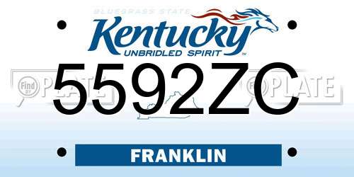 5592ZC Kentucky License Plate