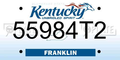 55984T2 Kentucky License Plate