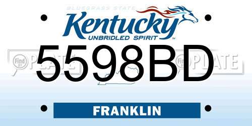 5598BD Kentucky License Plate