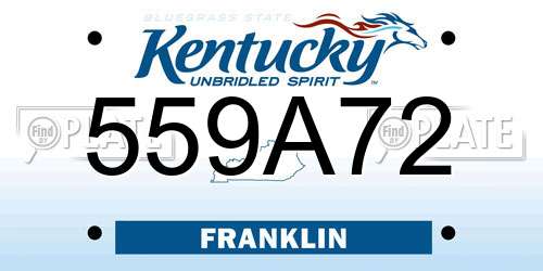 559A72 Kentucky License Plate