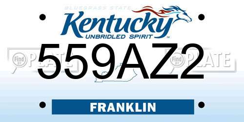 559AZ2 Kentucky License Plate