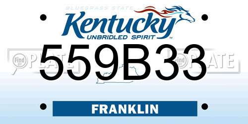 559B33 Kentucky License Plate