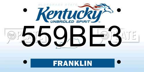 559BE3 Kentucky License Plate
