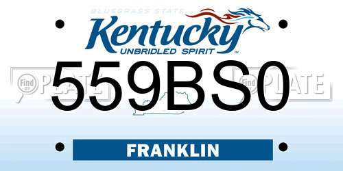 559BS0 Kentucky License Plate