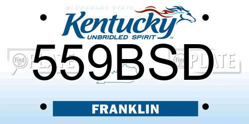 559BSD Kentucky License Plate
