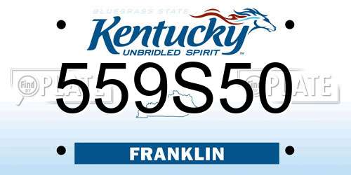 559S50 Kentucky License Plate