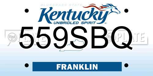 559SBQ Kentucky License Plate