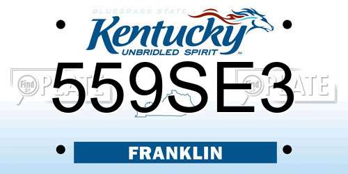 559SE3 Kentucky License Plate