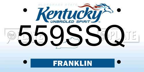 559SSQ Kentucky License Plate