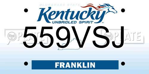 559VSJ Kentucky License Plate