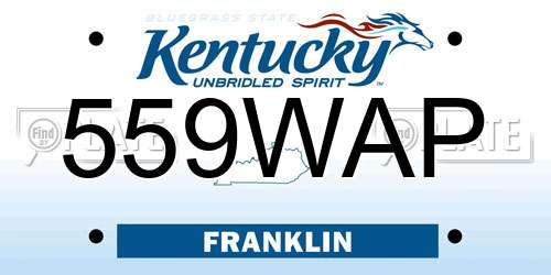 559WAP Kentucky License Plate