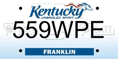 559WPE Kentucky License Plate
