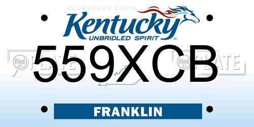 559XCB Kentucky License Plate