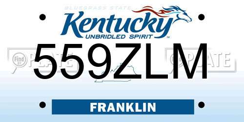 559ZLM Kentucky License Plate