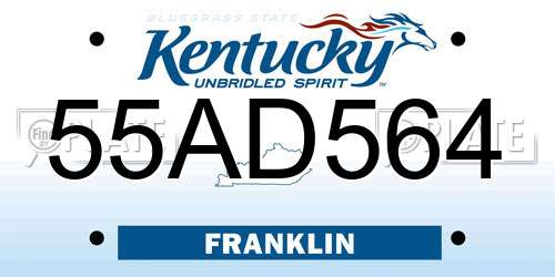 55AD564 Kentucky License Plate