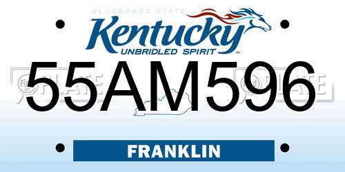 55AM596 Kentucky License Plate