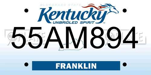 55AM894 Kentucky License Plate