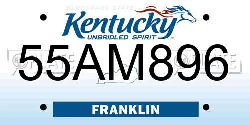 55AM896 Kentucky License Plate