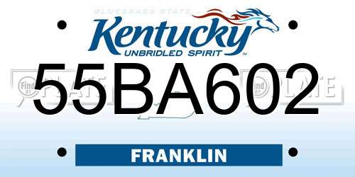 55BA602 Kentucky License Plate