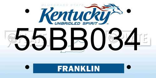55BB034 Kentucky License Plate