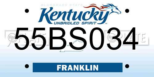 55BS034 Kentucky License Plate