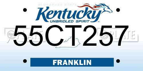 55CT257 Kentucky License Plate