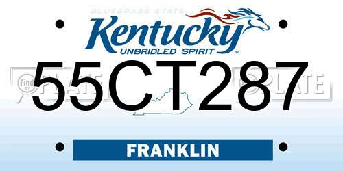 55CT287 Kentucky License Plate